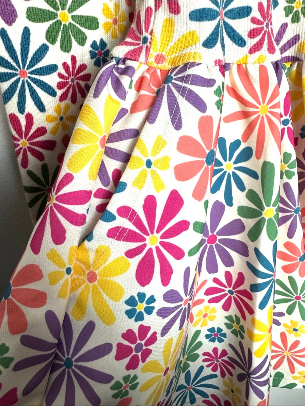 Peek Rainbow Floral Twirl Dress - White, Yellow, Purple, Pink, Green, Blue - Picture 3 of 6